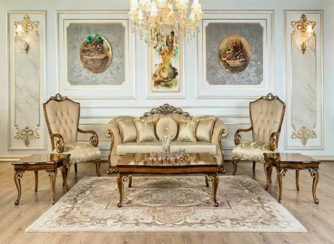 مشخصات مبل کلاسیک عسلی رنگ و نحوه خرید عمده