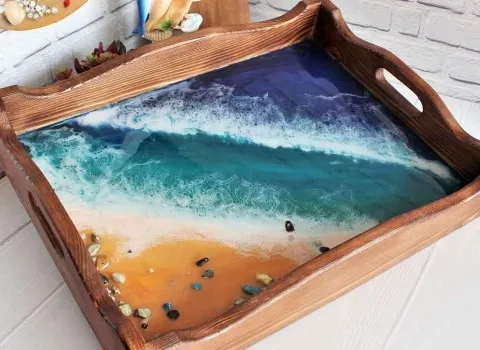 سینی رزینی طرح دریا؛ دایره مستطیل بیضی رنگ ثابت ضد آب