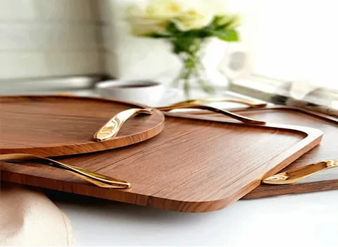 سینی چوبی دسته فلزی | خرید با قیمت ارزان