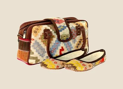کیف گلیم؛ دوشی دستی 3 رنگ کرم قهوه ای نارنجی Carpet bag