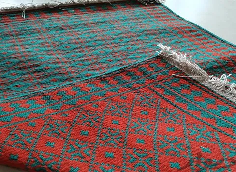 گلیم دستباف یزد؛ پشمی رنگ ثابت 3 بافت ساده چرخی جاجیم