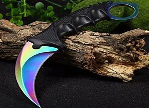 چاقو کارامبیت؛ فایبر گلاس استیل ضد زنگ تیغه هلالی مناسب افراد نظامی