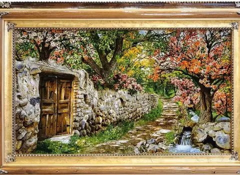 خرید و قیمت تابلو فرش دستباف طرح گل