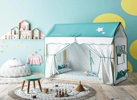 خانه اسباب بازی پارچه ای؛ دخترانه پسرانه 3 رنگ (صورتی بنفش آبی)