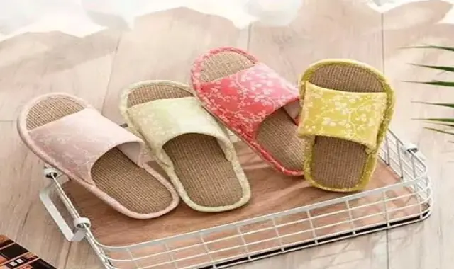 دمپایی روفرشی پارچه ای؛ جلو باز قابل شستشو چرم سایز 42 40 38