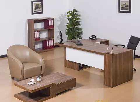 میز و صندلی اداری دست دوم؛ بادوام مستحکم ام دی اف 2 رنگ قهوه ای عسلی