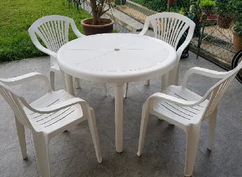 میز و صندلی پلاستیکی گرد؛ پلیمری کوچک بزرگ تاشو ثابت (4 6) نفره