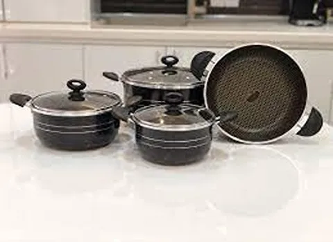 قابلمه چدن زنبوری؛ تفلون بادوام صورتی مشکی 8 10 12 پارچه