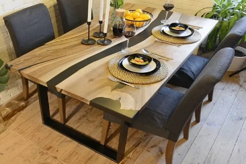 قیمت خرید عمده میز ناهار خوری چوبی پایه فلزی ارزان و مناسب