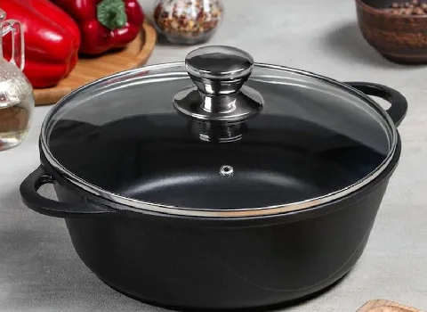 قابلمه سرامیکی مشکی؛ نچسب حفظ گرما (سرویس تکی) حداقل مصرف روغن