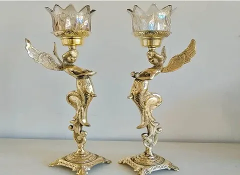 جاشمعی برنجی؛ 2 ترکیب رنگ (زرد طلایی) مناسب سفره عقد هفت سین