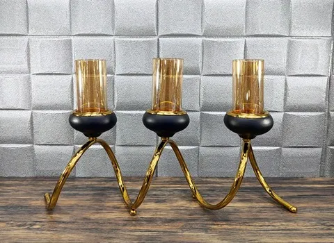 جا شمعی شیک؛ کلاسیک مدرن سنتی جنس (چوبی برنز کریستال)