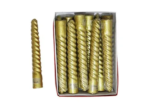 شمع قلمی 20 سانتی؛ صاف پیچی (طلایی اکلیلی) سفره هفت سین