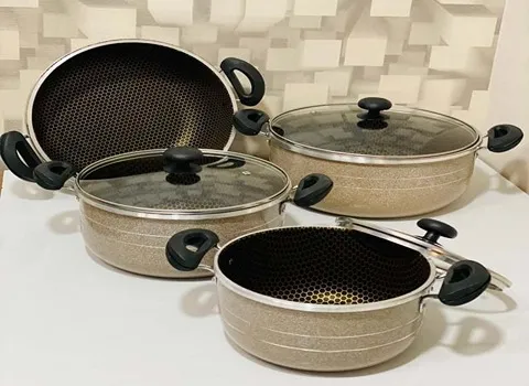 قابلمه گرانیتی هفت پارچه زنبوری؛ سنگین عمر بالا مقام برابر خراشیدگی Granite pot