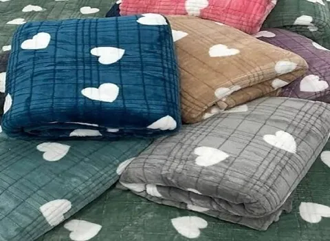 پتو ژله ای دونفره قلبی؛ الیاف مصنوعی تیره روشن 220*240 سانتی متر