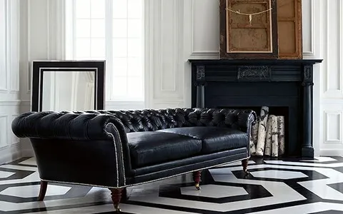 مبل راحتی چستر اصل؛ چوب دسته پهن 2 رنگ طوسی زرشکی Chester