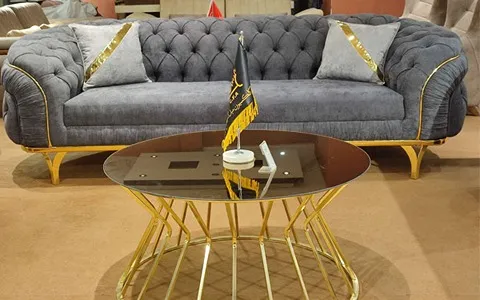 مبل راحتی چستر پایه استیل؛ ترانسفورماتور دار تاشو 2 پارجه مات پرزدار Chesterfield