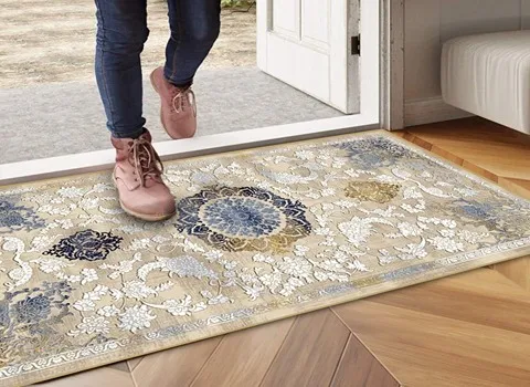 فرش ماشینی پادری (قالی) مدل گلدار سنتی مینیمال نخ طبیعی