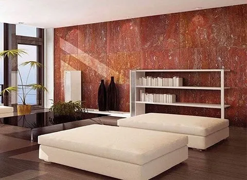 سنگ تراورتن قرمز رنگ؛ نمای بیرونی دکوراسیون منزل (روشن تیره) عایق نور