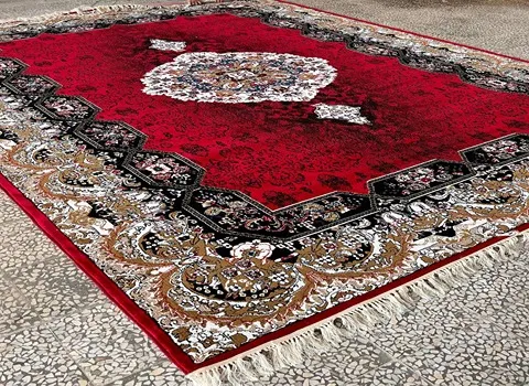 فرش ماشینی برجسته؛ الیاف اکرولیک پنبه دارای تصویر سایه روشن ظریف