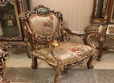 مبل سلطنتی دست دوم در تبریز؛ طلایی کتان چرم (5 7 9) نفره