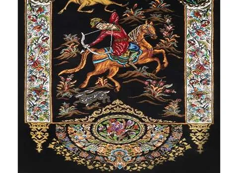 قیمت خرید عمده تابلو فرش دستباف طرح شکارگاه ارزان و مناسب