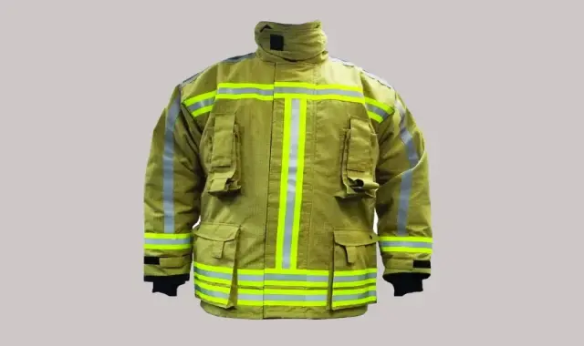 لباس ایمنی اتش نشانی؛ یکسره دو تکه جنس الیاف نسوز سایز (S M L XL XXL)