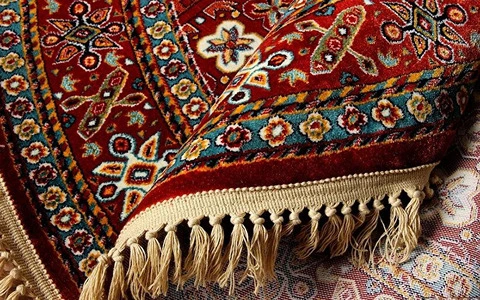 فرش دستباف 9 متری کاشمر (قالی) ابریشم طرح ترنج خشتی افشان Carpet