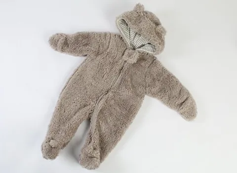 لباس نوزادی خزدار؛ مخمل ضد آب 2 رنگ طوسی قهوه ای