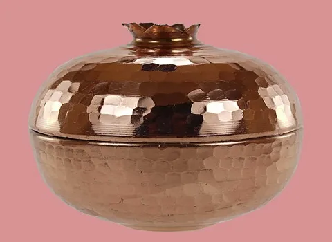 ظروف مسی طرح انار؛ چکشی ساده قطر دیواره مناسب املاح معدنی Iron