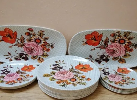 ظرف های ملامین قدیمی؛ بشقاب پیاله دیس جنس کریستال فشرده