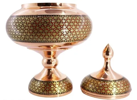 ظروف مسی خاتم کاری شده؛ زیبایی چشمگیر (بشقاب سینی قاب قدح) دکوراسیون 