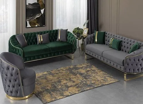 مبل چستر طوسی و مشکی؛ کلاسیک نرم راحت 2 نوع طرح دار ساده Chester