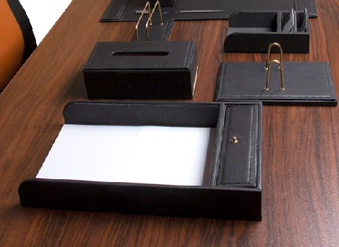 ست رومیزی اداری مدیریتی چرم؛ جا خودکاری برگه ای 2 مدل گرد مستطیل