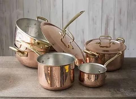 ظروف مسی سرویس پذیرایی؛ ضد زنگ (چکشی طرحدار ساده) دکوراسیون شکلات خوری