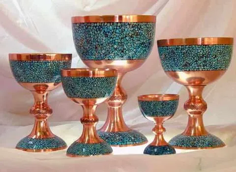 ظروف مسی اصفهان ارزان؛ دست ساز (سینی پارچ لیوان) کوچک بزرگ