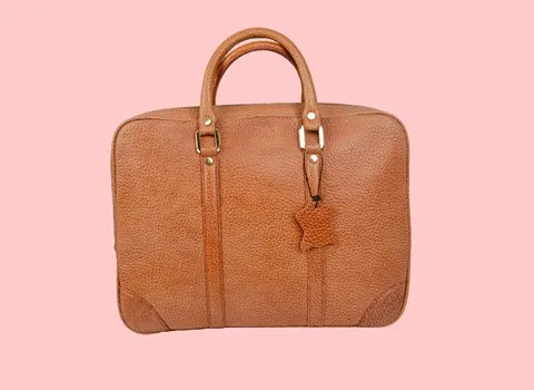 کیف اداری چرم شترمرغ؛ زنانه مردانه اسپرت 2 رنگ قهوه ای خردلی