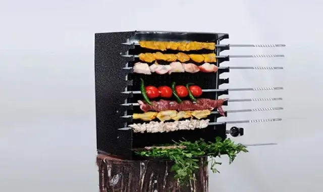 منقل گازی عمودی (کباب پز) فولاد آلومینیوم مناسب پخت قارچ fire-pan