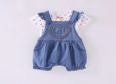 لباس نوزادی جین وست؛ نخی کتان 2 نوع چند تیکه سرهمی