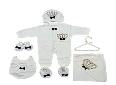 لباس نوزادی هفت تکه (لباس سیسمونی) درجه یک دخترانه پسرانه الیاف طبیعی