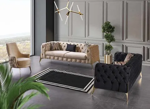 خرید مبل چستر مشکی کرم + بهترین قیمت