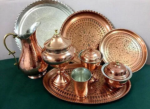 ظروف مس هندی؛ طلایی 2 مدل میوه خوری سالاد خوری