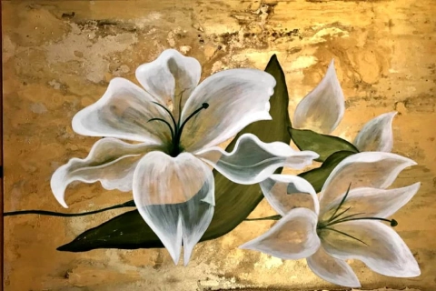 تابلو تزیینی گل؛ مروارید نخ رنگی ابعاد استاندارد 2 قاب چوبی فلزی