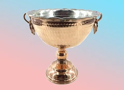 ظروف مسی پایه دار (دکوری) سرخ گرد بیضی پذیرایی مجالس copper