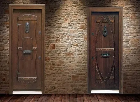 درب ضد سرقت شهرک صنعتی؛ چوبی فلزی (سفید مشکی قهوه ای)