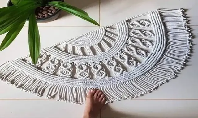 پادری نیم دایره مکرومه؛ ساده طرح دار ضخیم بادوام قابل شستشو