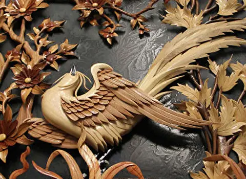 تابلو معرق کاری؛ جنس چوب گردو ابعاد (67x52x3) سانتیمتر 