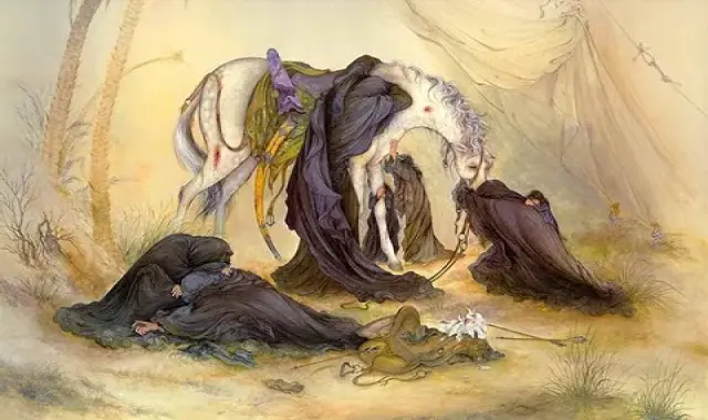 تابلو نگارگری؛ نقاشی آبرنگ گواش طرح (سنتی اساطیری مذهبی)