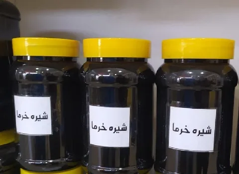 شیره خرما یک کیلویی؛ طبیعی ارگانیک 2 بسته بندی بطری پلاستیکی شیشه ای