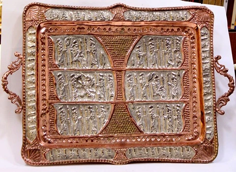 سینی مسی طرح هخامنشی؛ زیرسماوری 3 مدل مستطیل بیضی دایره ای